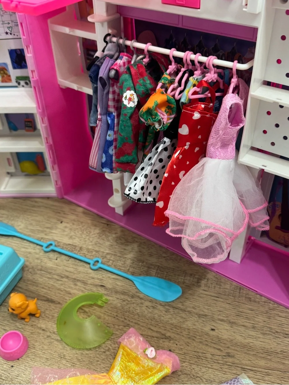 Barbie Pink Play Closet Carry Case with Yellow & Pink Dresses
